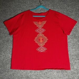 Sabaku Artwear Top Eyedazzler Size 2x Red Short Sleeve Artsy